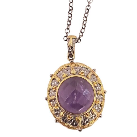 HSN Gold Vermeil .925 Sterling Silver Amethyst Pendant & Necklace - Picture 9 of 16